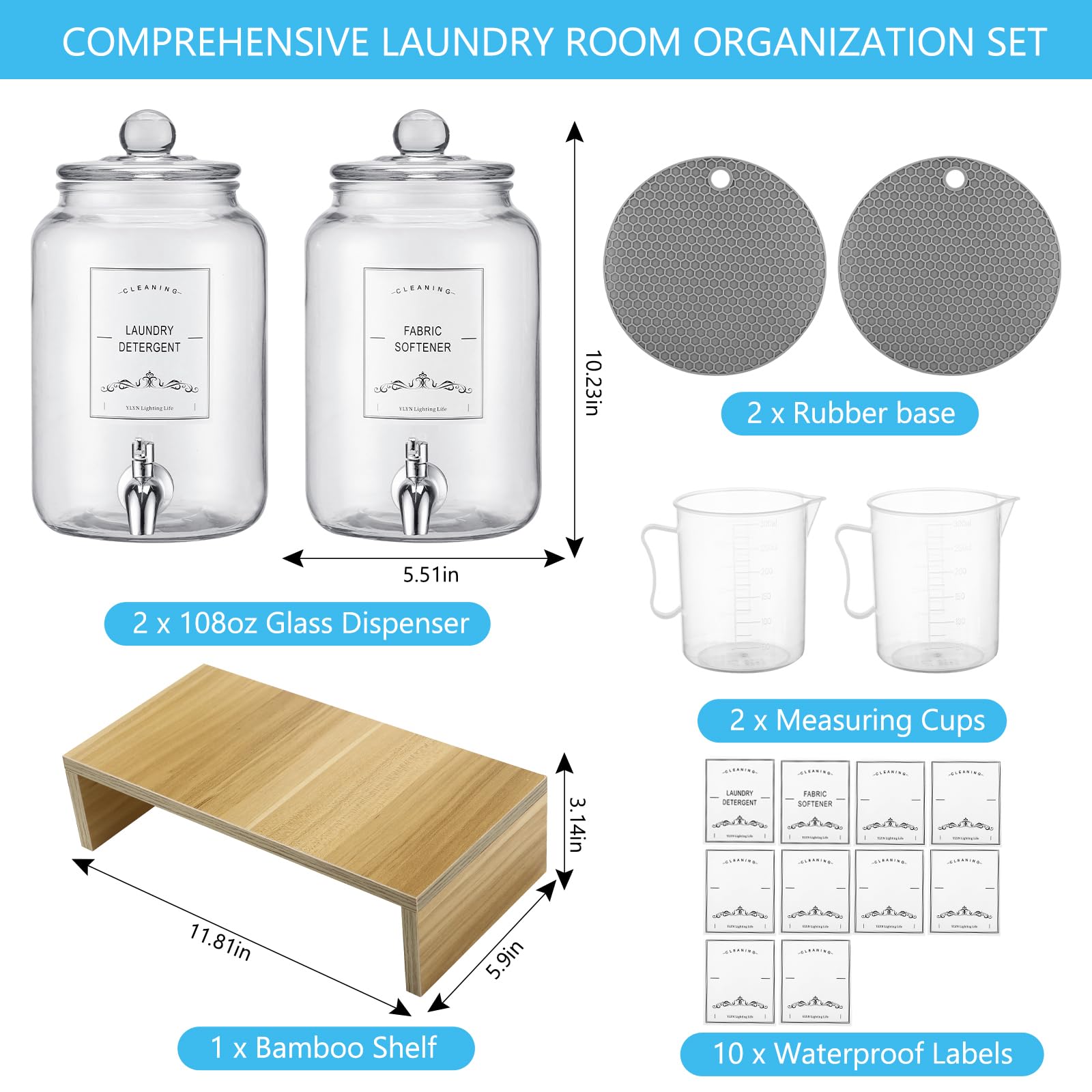 CYYKDA durable glass jars promote stylish, functional laundry storage.