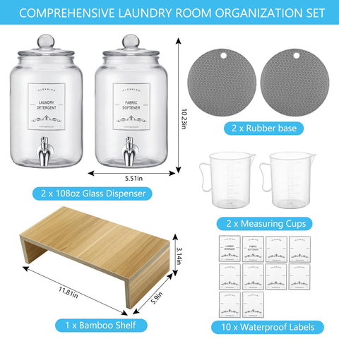 CYYKDA durable glass jars promote stylish, functional laundry storage.