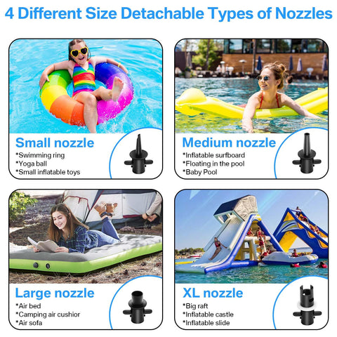 CZGBRO king-size inflation capacity helps beds and mats reach full firmness quickly.