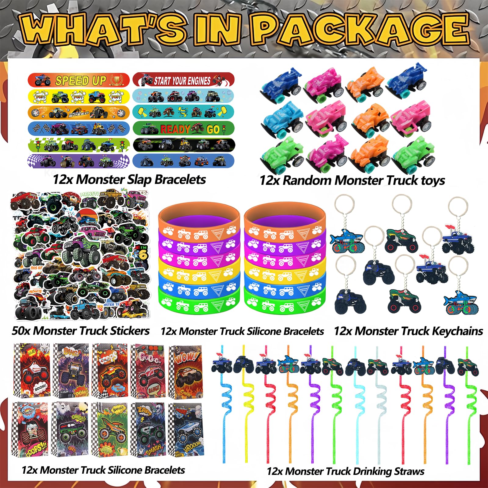CZWXOXO monster truck keychains as durable guest keepsakes