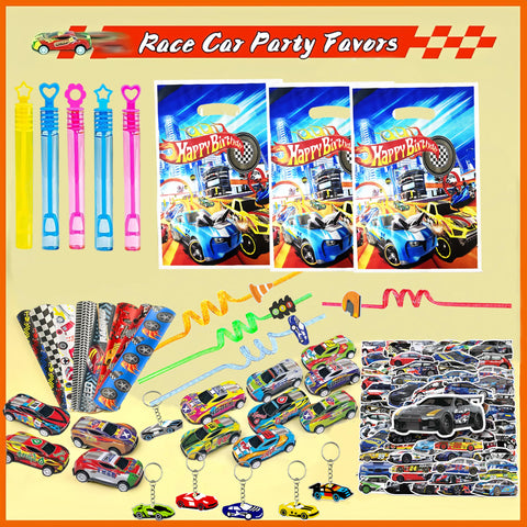 CZWXOXO paper bags with race car motif for easy party favors.
