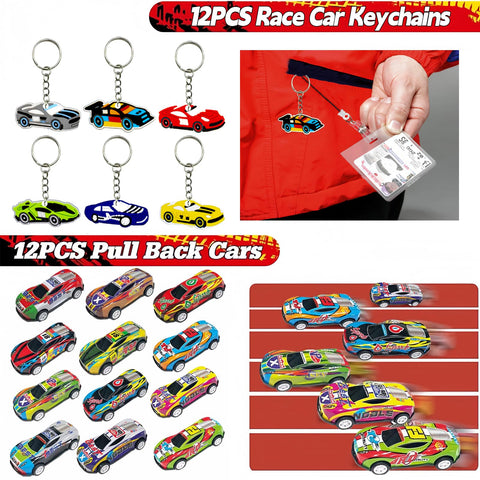 CZWXOXO race car stickers brighten goody bags with colorful flair.