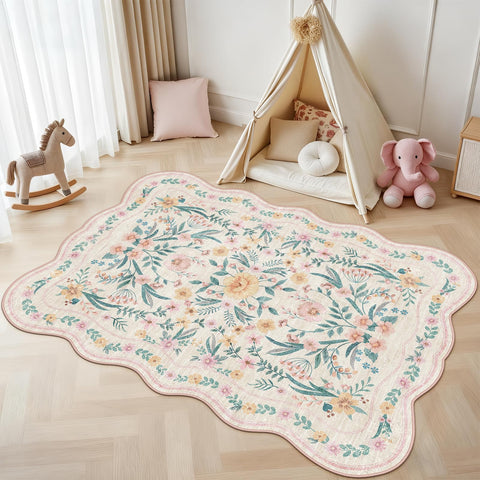 Dadasgk machine-washable nursery rug for easy cleanup.