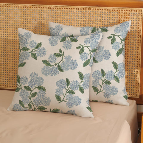 DAFENA sage green hydrangea print pillow cover adds fresh style.