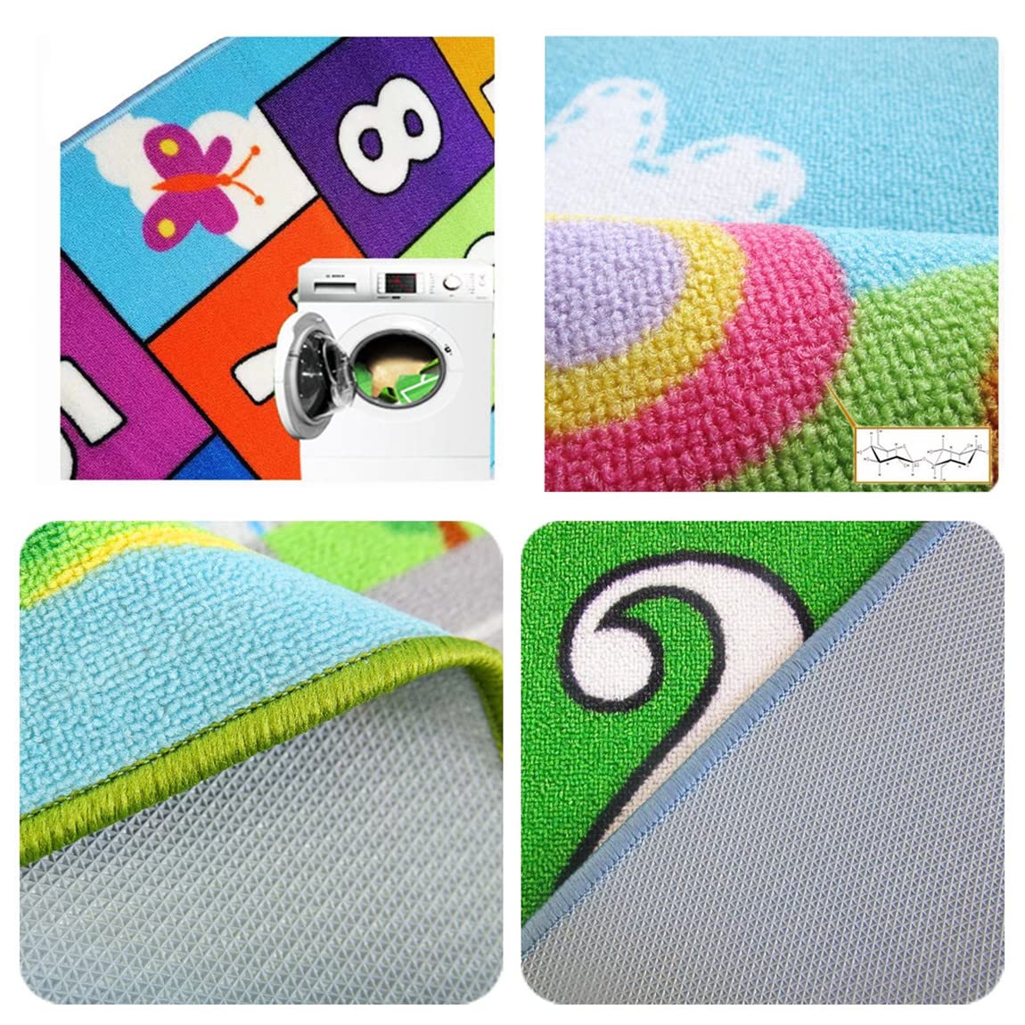 Dafina Hopscotch Rug foldable storage, easy to roll and stow.