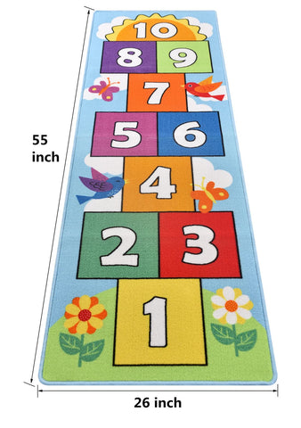 Dafina Hopscotch Rug indoor decor for bedrooms or playrooms.