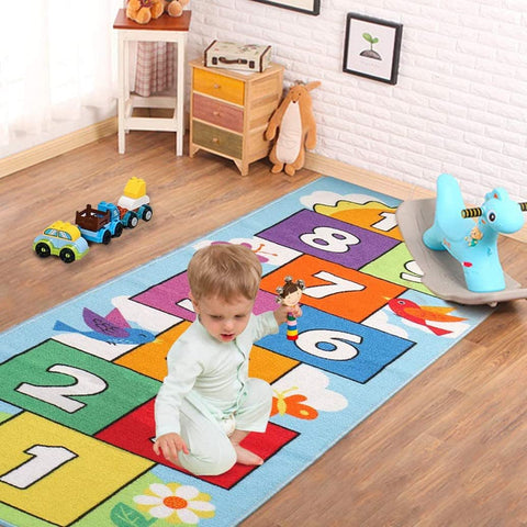 Dafina Hopscotch Rug numbers tiles support early math through visuals.