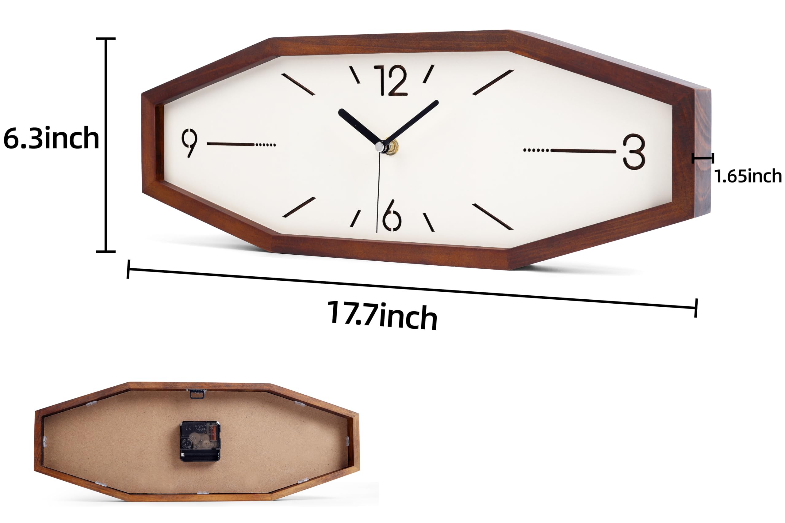 DaguyS rectangular brown wooden clock textures highlight retro elegance for living spaces.