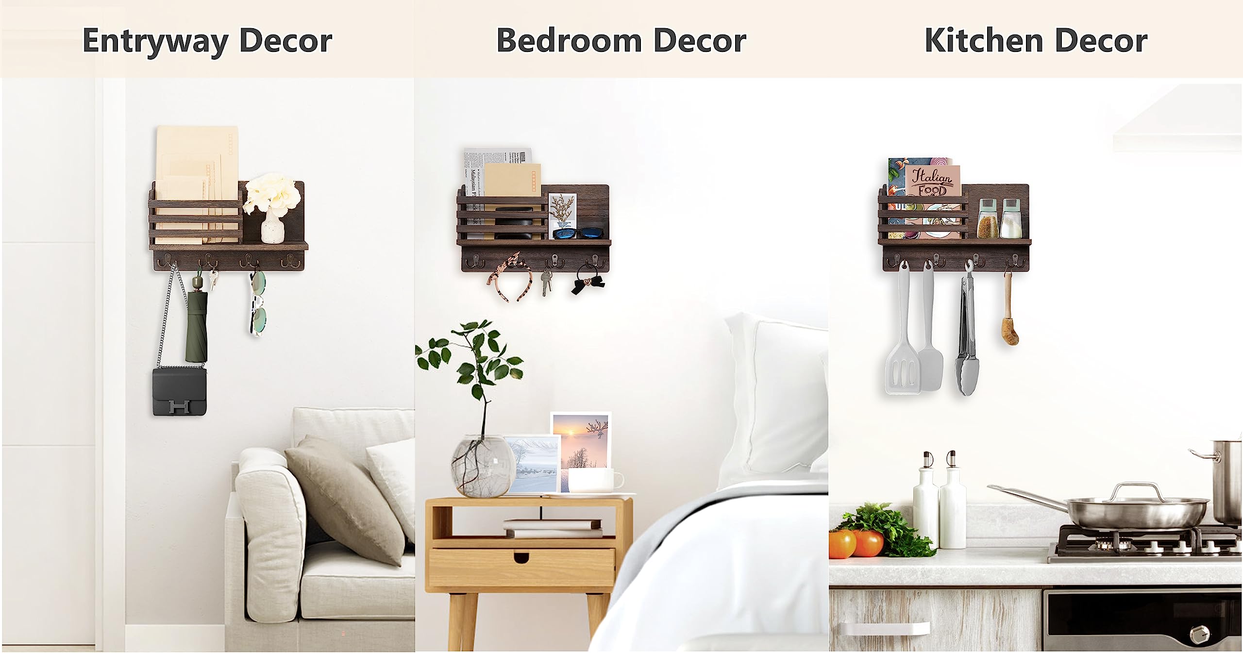 Dahey floating shelf adds convenient display space for phones and decor
