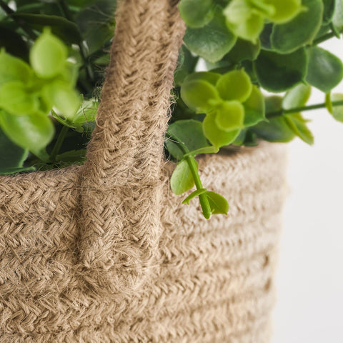 Dahey jute woven baskets offer compact storage with warm earthy charm.