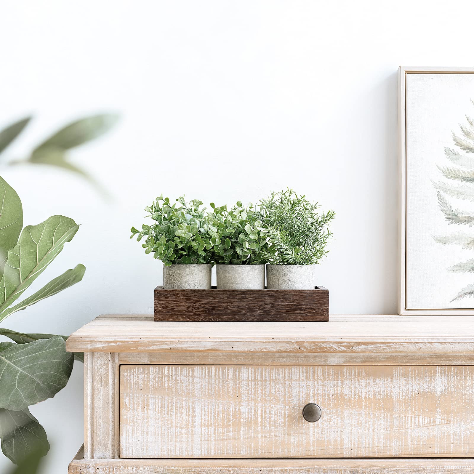 Dahey wood planter box displaying dining room decor and versatile storage.