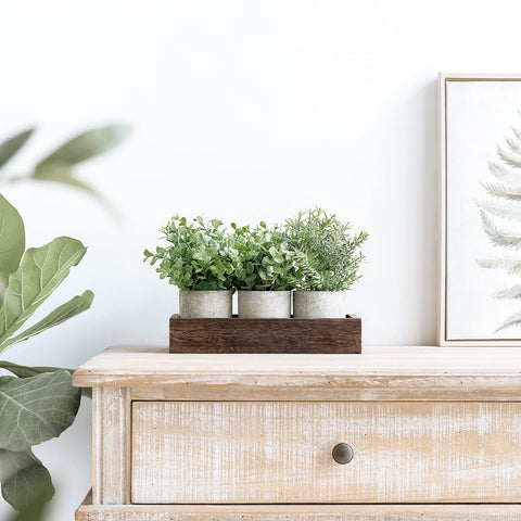 Dahey wood planter box displaying dining room decor and versatile storage.