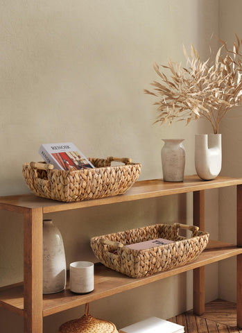DAICOLAD large wicker basket ideal for bathroom organization and towel storage.