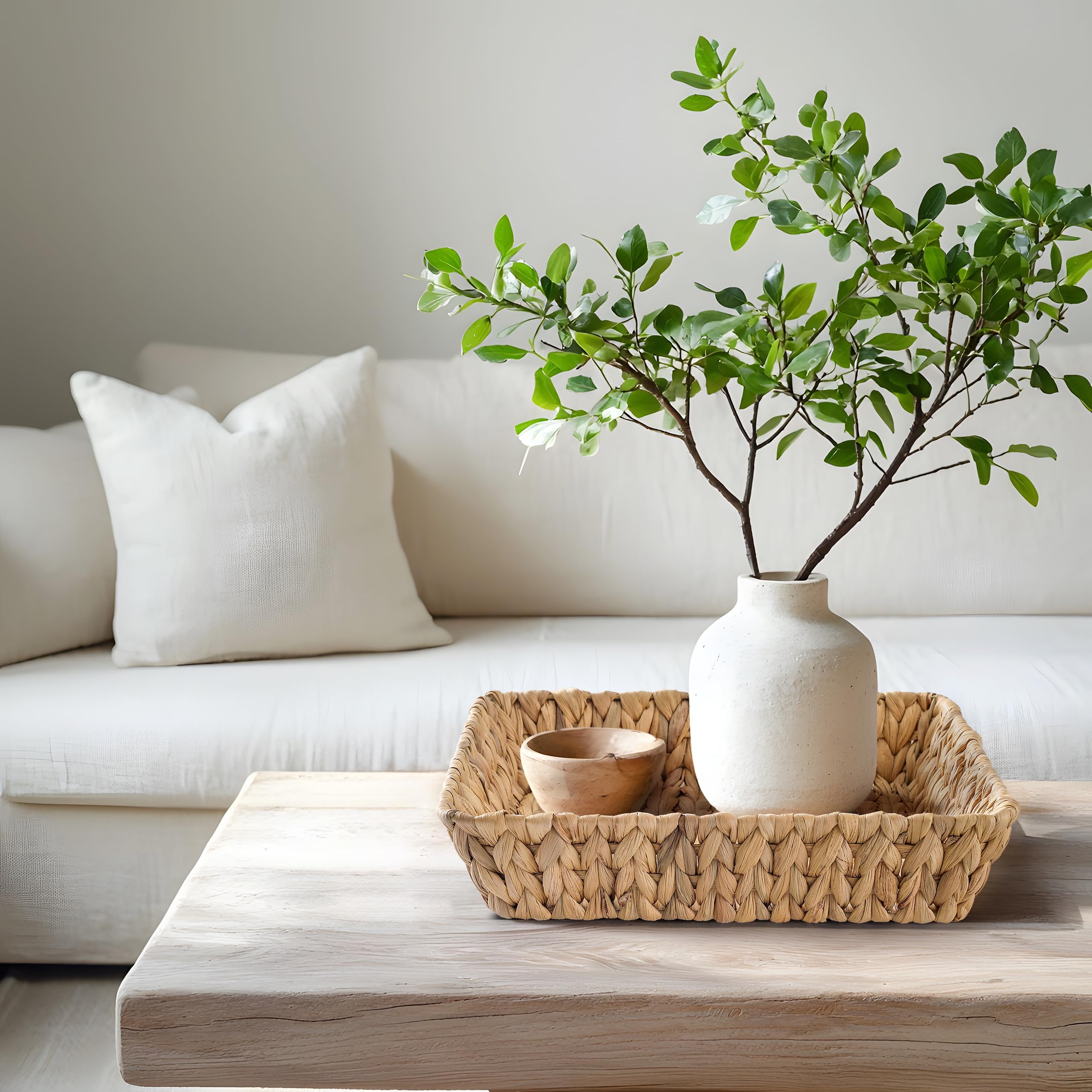 DAICOLAD rattan basket set nesting ideal for space saving shelves and desk organization.