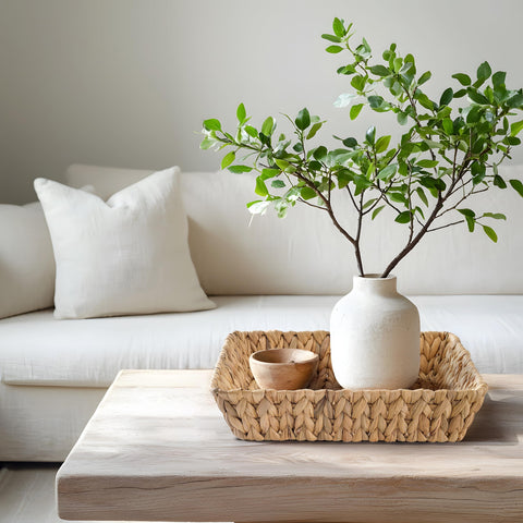 DAICOLAD rattan basket set nesting ideal for space saving shelves and desk organization.