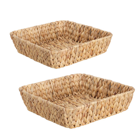 DAICOLAD small wicker basket tray 2-pack for compact countertop organization and stylish display.