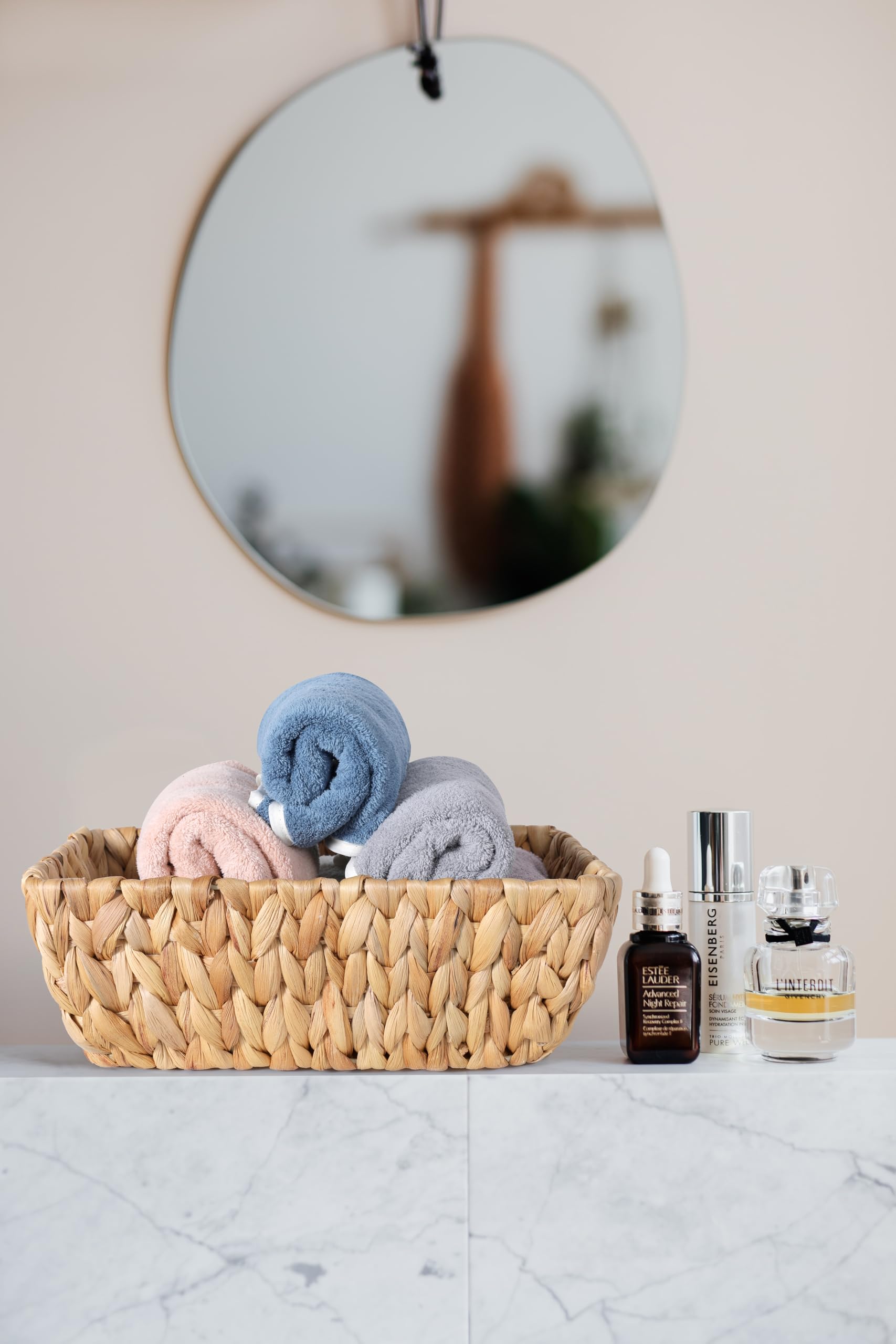 DAICOLAD towel-toilet-paper organizers provide versatile bathroom storage on any counter.