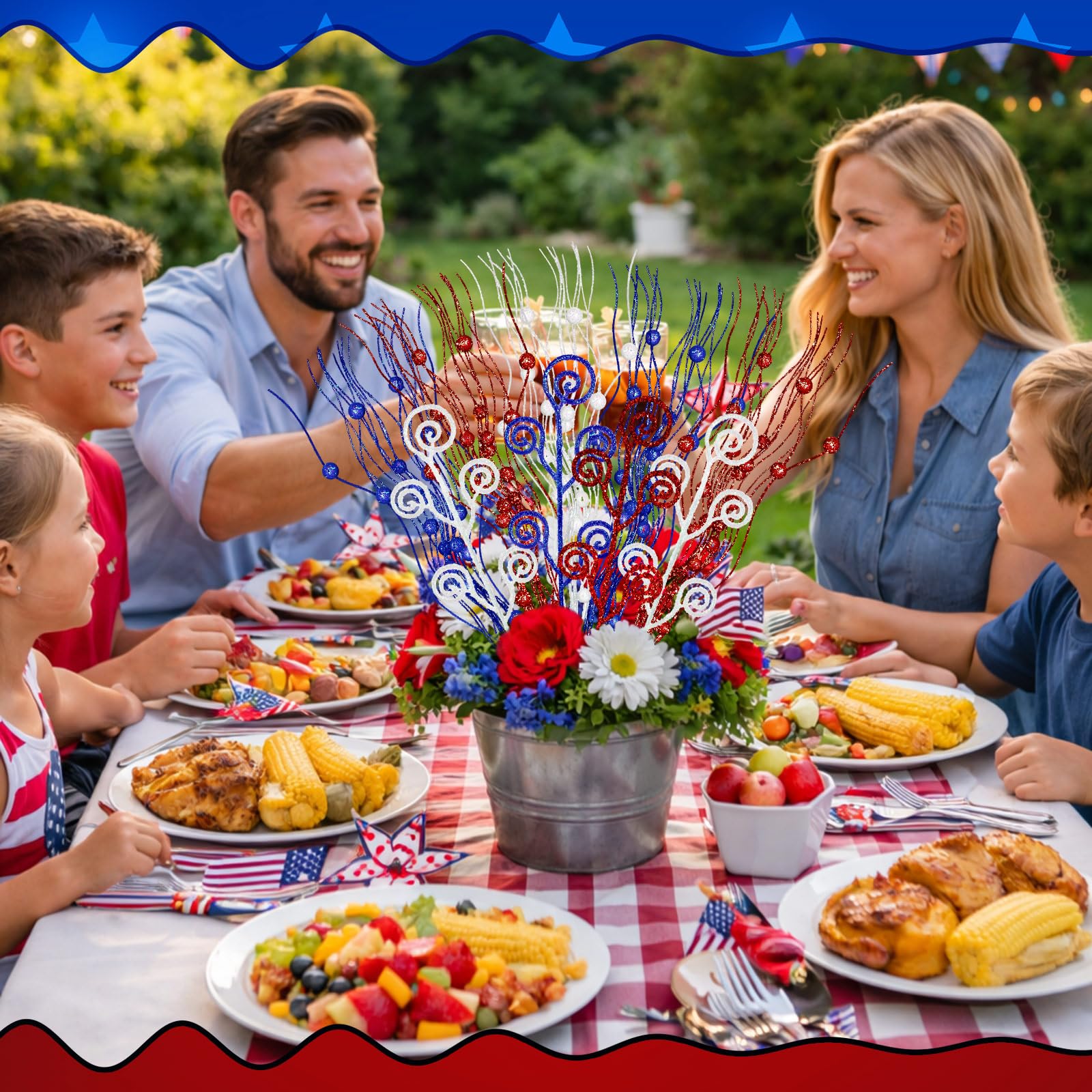 Daifunli sticks used in vases create elegant patriotic arrangements.