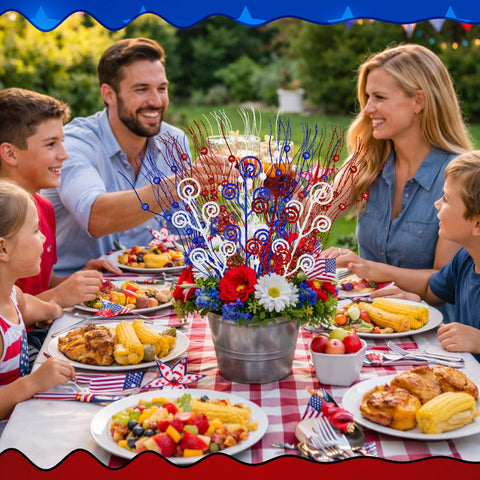 Daifunli sticks used in vases create elegant patriotic arrangements.