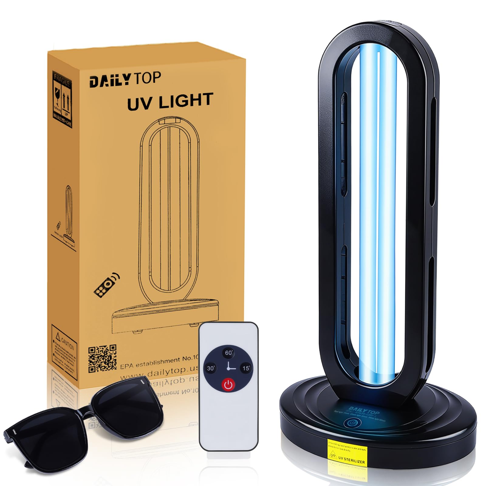 Dailytop UV Sanitizer front view highlighting ozone-free room disinfection