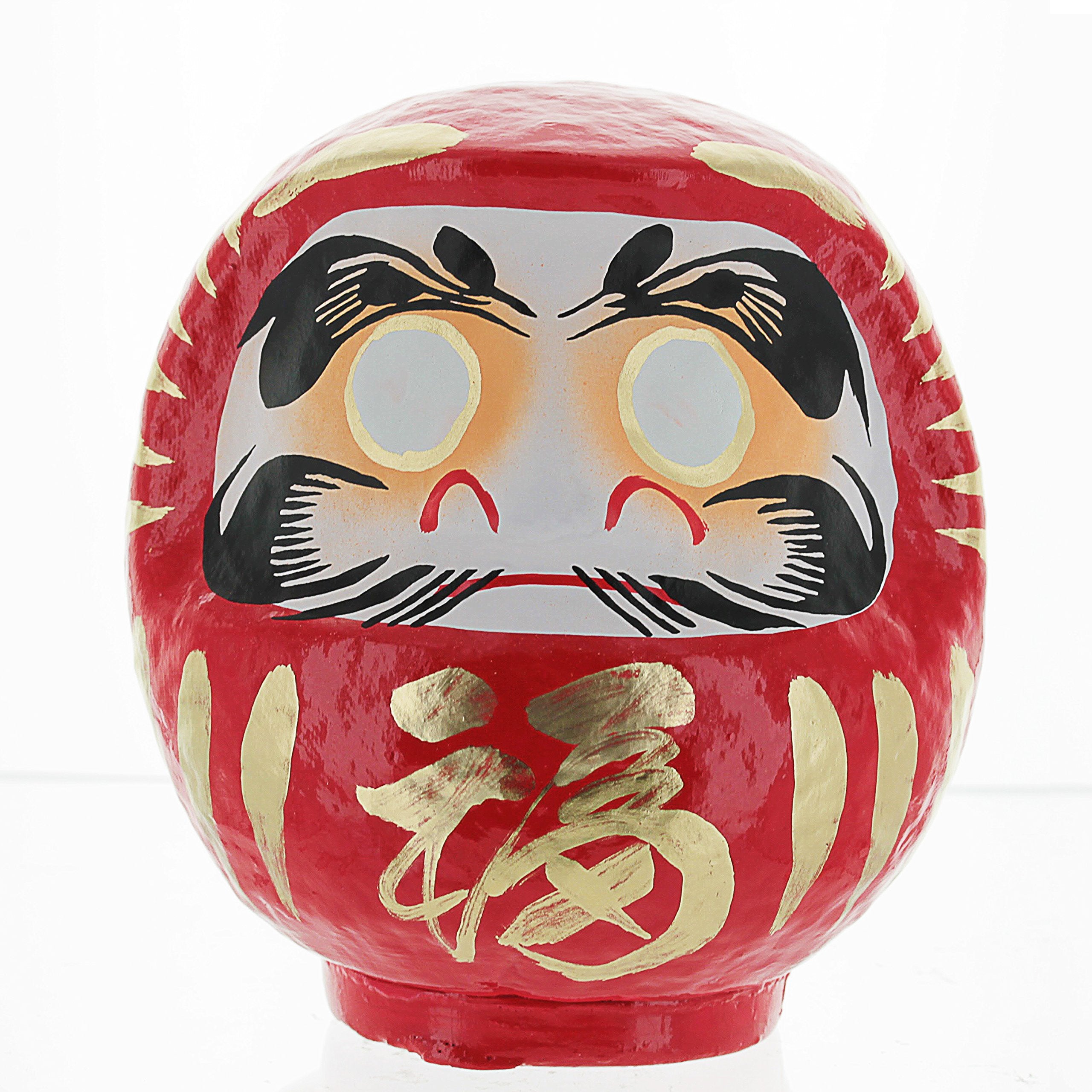 4.7 inch red Daruma with kanji symbol for goal setting on your desk