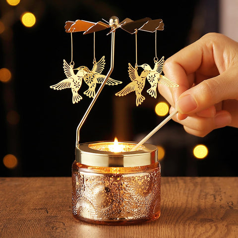 DAISRED hummingbird candle blades in motion highlight kinetic ambiance.