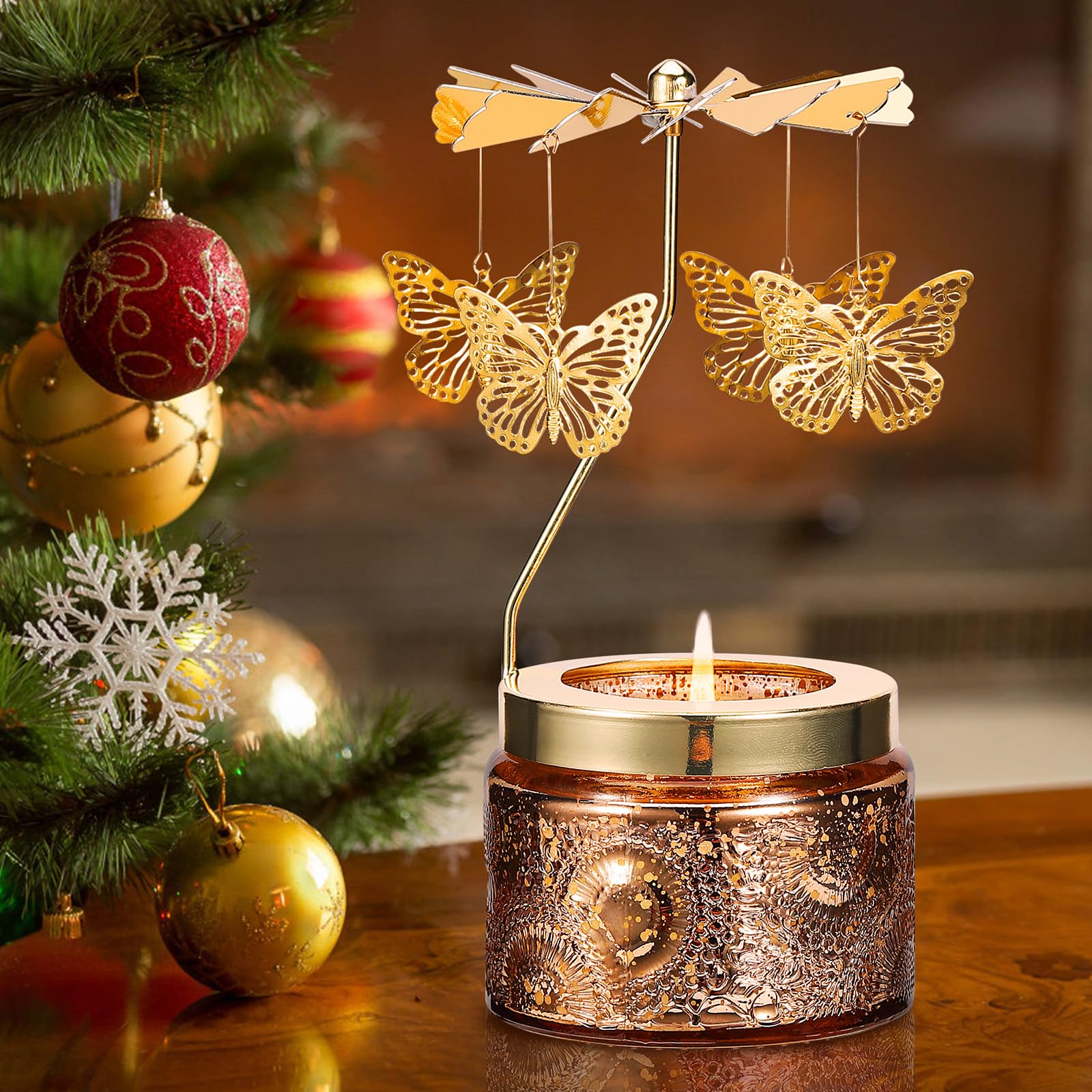 DAISRED rotatable blades spin as the candle burns for kinetic charm.