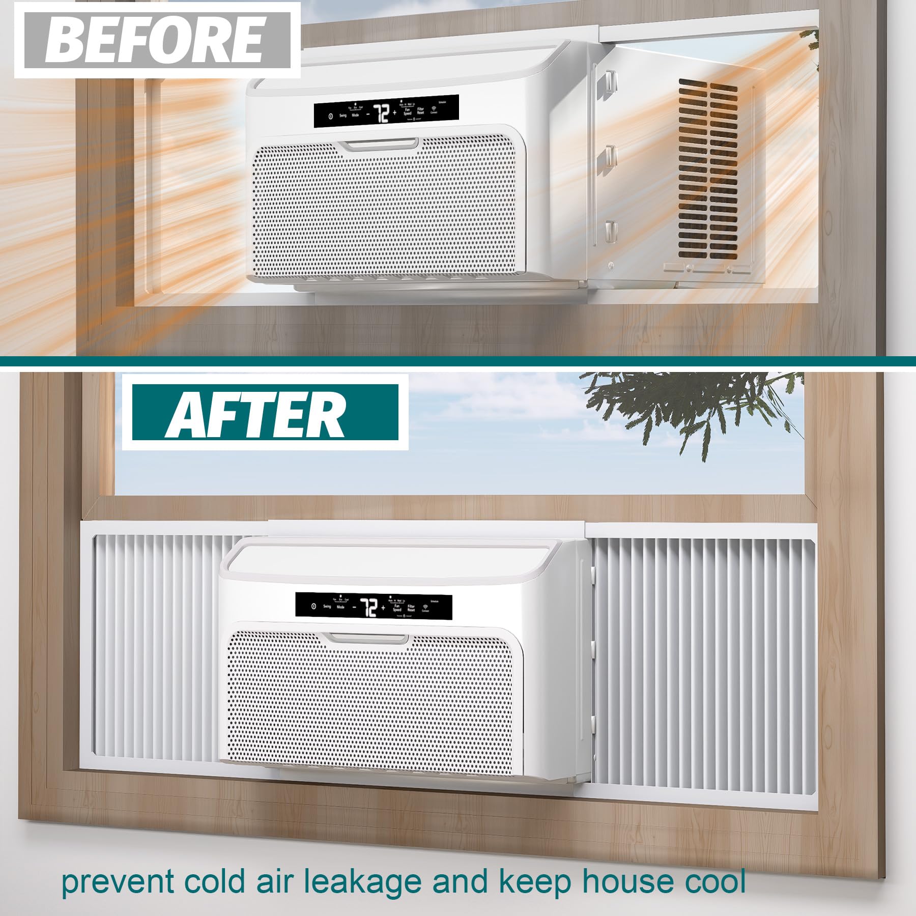 Daisypower side panel can be cut to fit window width.