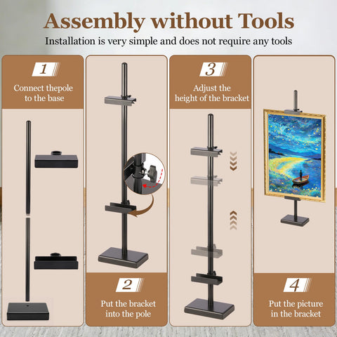 Dakewang easel pole length 30 inch offers tall viewing height for frames.