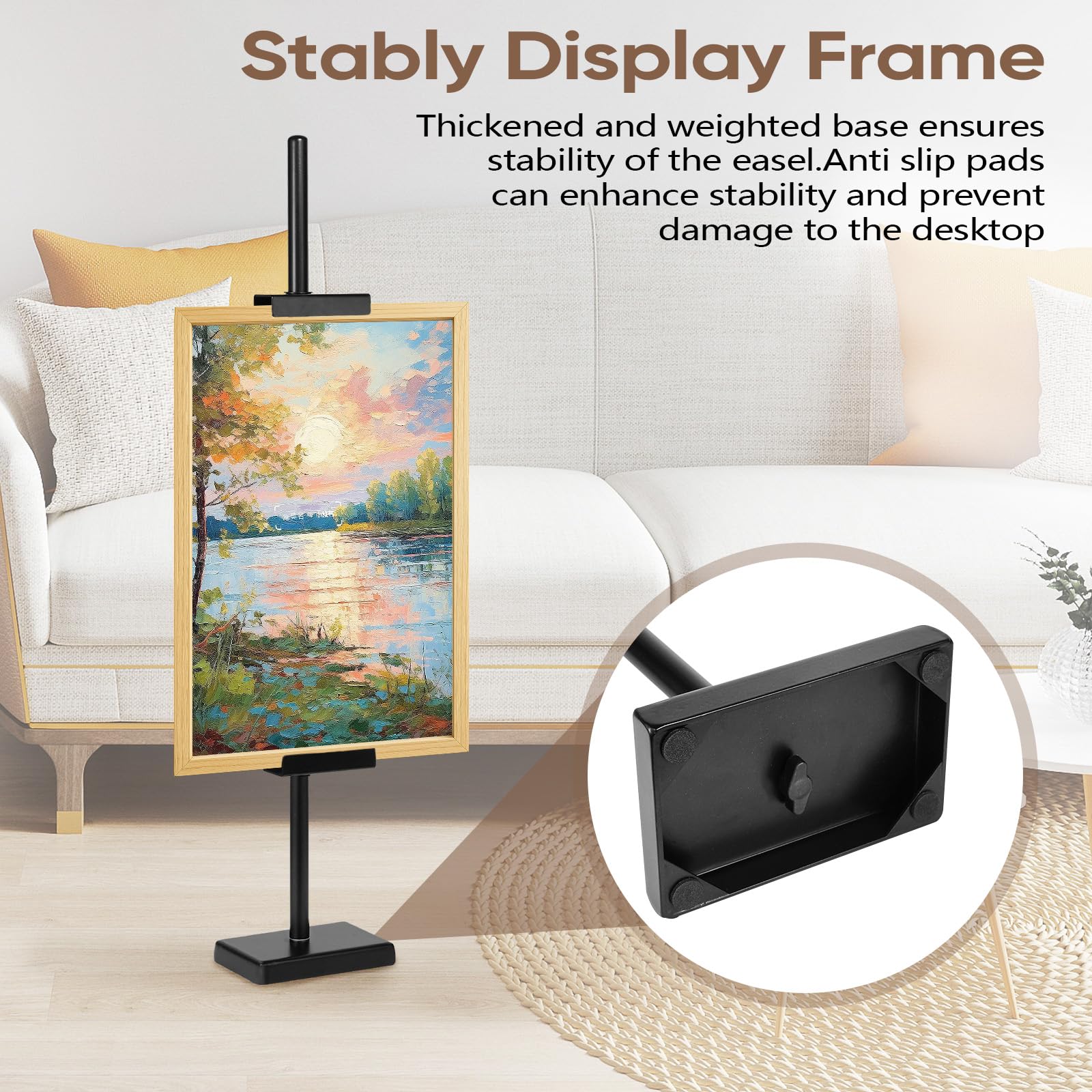 Dakewang gold easel display for photos and artwork adds elegance to spaces.