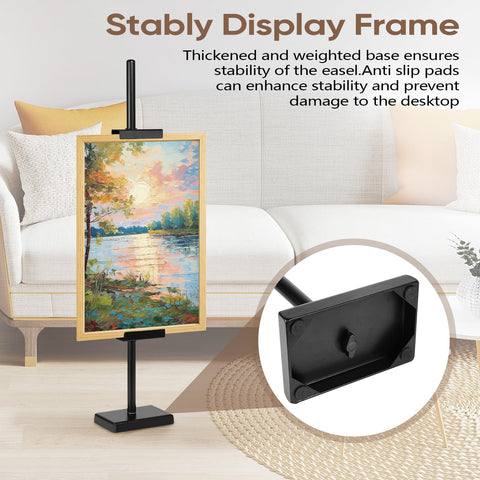 Dakewang gold easel display for photos and artwork adds elegance to spaces.