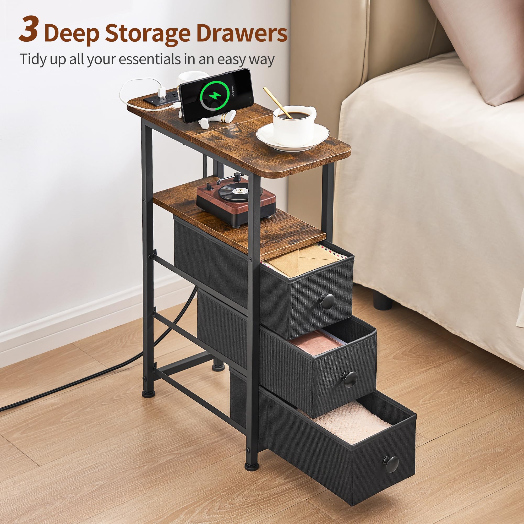 DALEMHOME bedside table with drawer ideal for small bedrooms