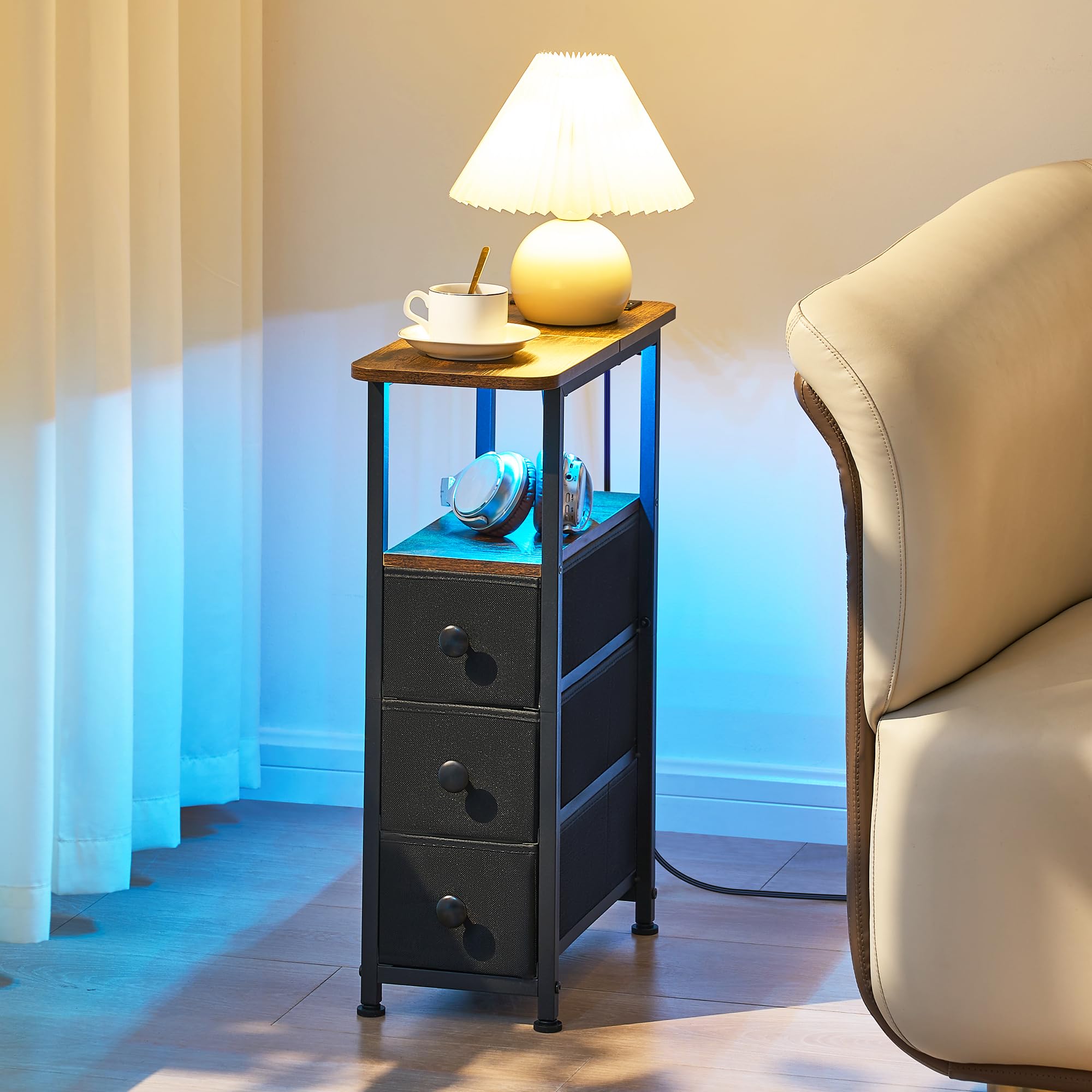DALEMHOME narrow side table with drawers for compact storage