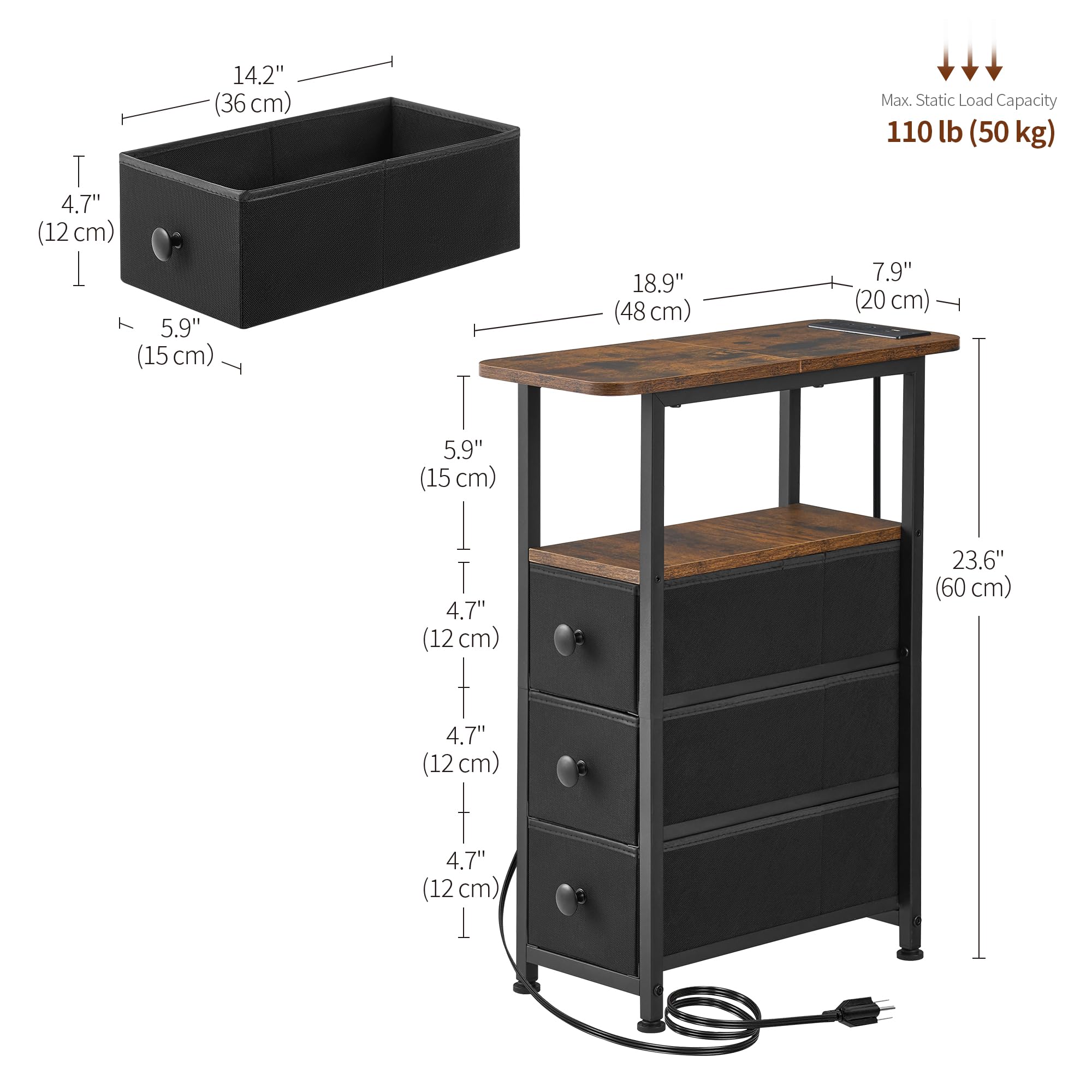 DALEMHOME small space organizer perfect beside couch or bed