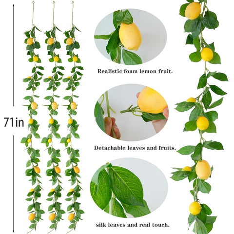 Dallisten lemon silk leaves garland 71in enhances wall backdrop decor.