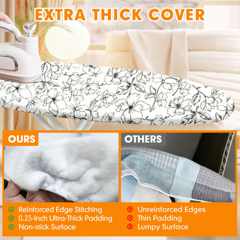 Dalykate extra-wide 18x49 cover fits large boards for stable ironing surface.