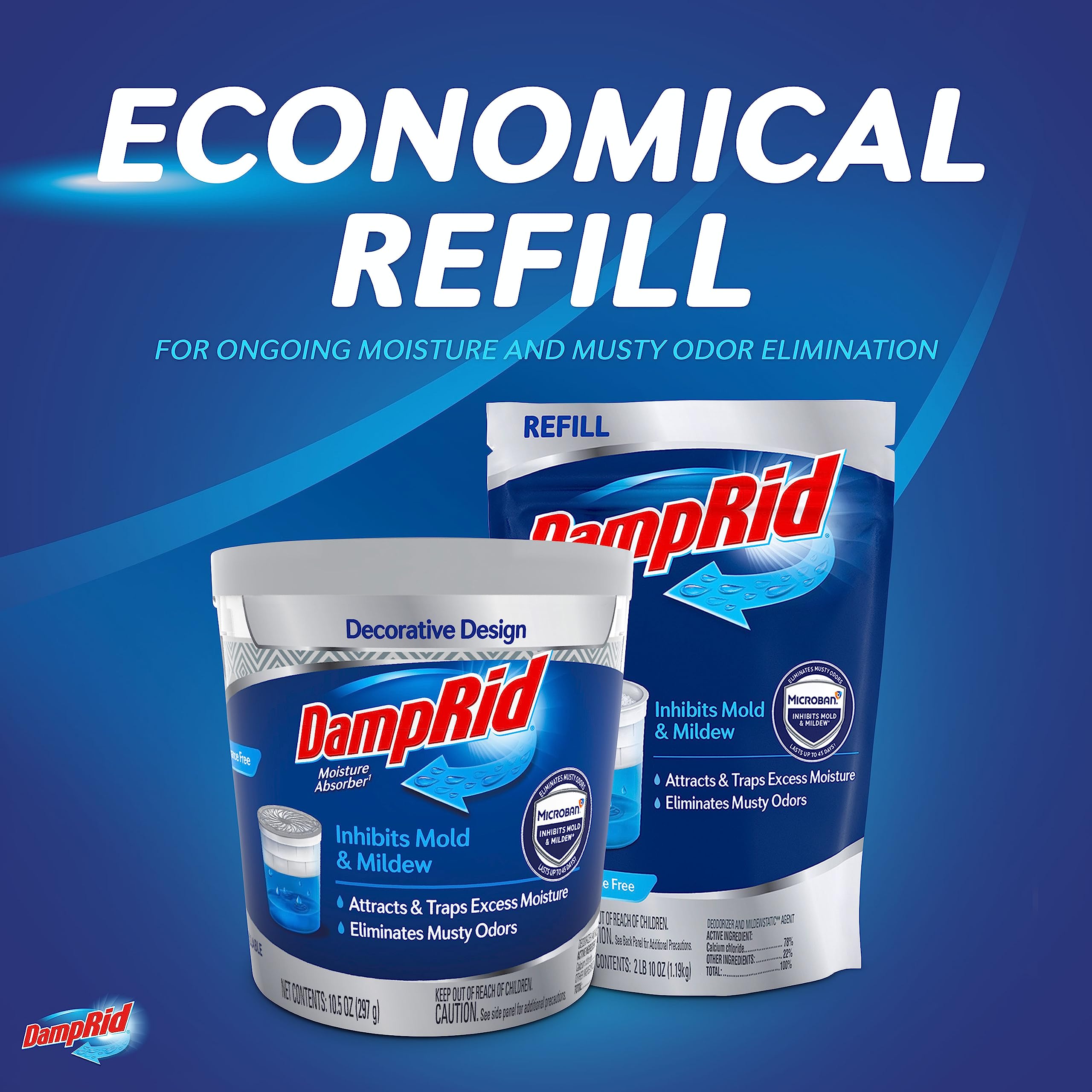 DampRid 42oz refill bags closeup highlighting economical moisture control.