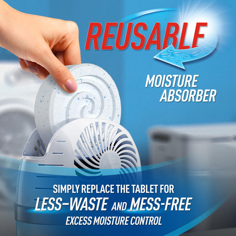 DampRid four drop-in tablets visible inside the moisture container.