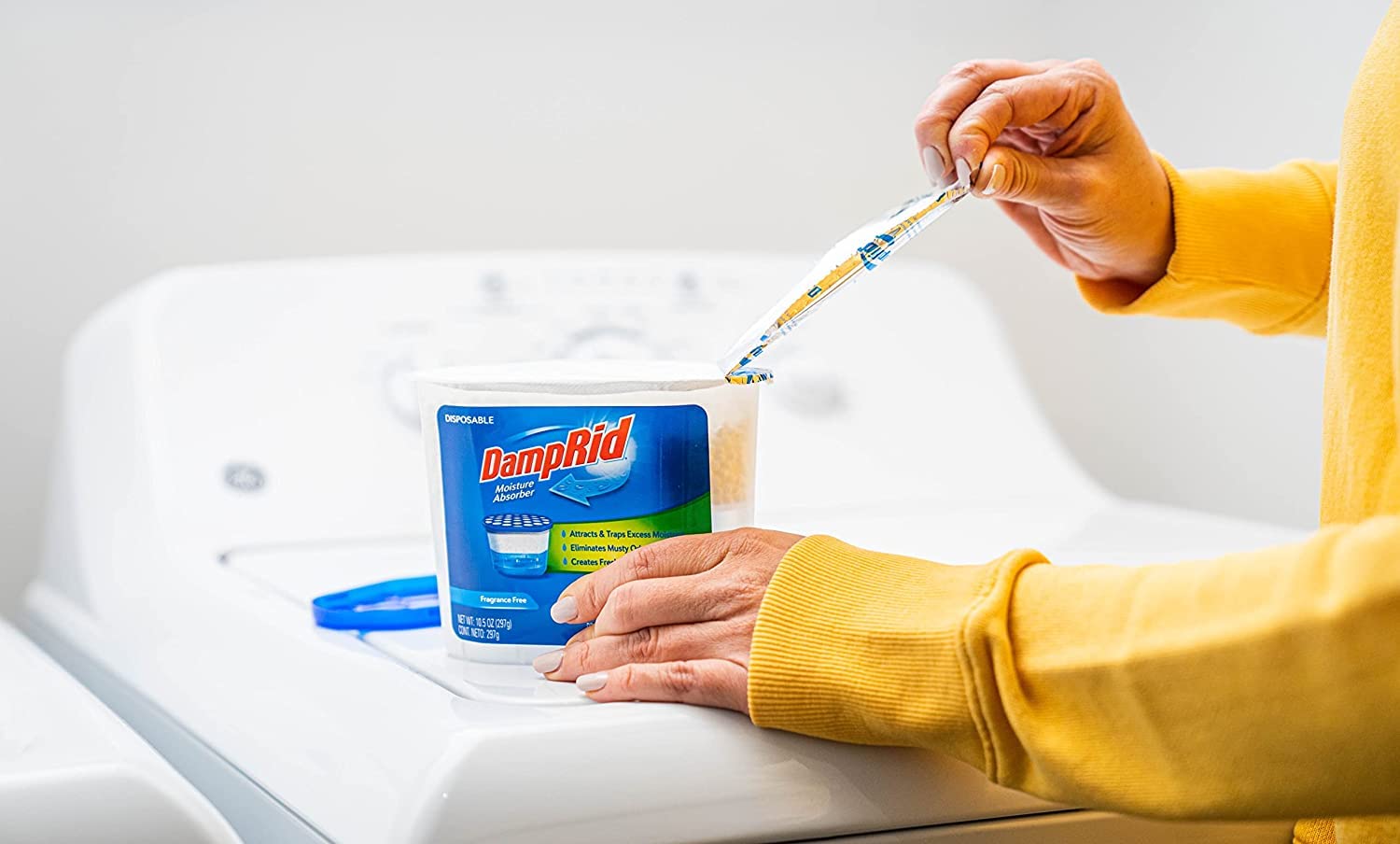 DampRid in a bathroom cabinet for continuous moisture control