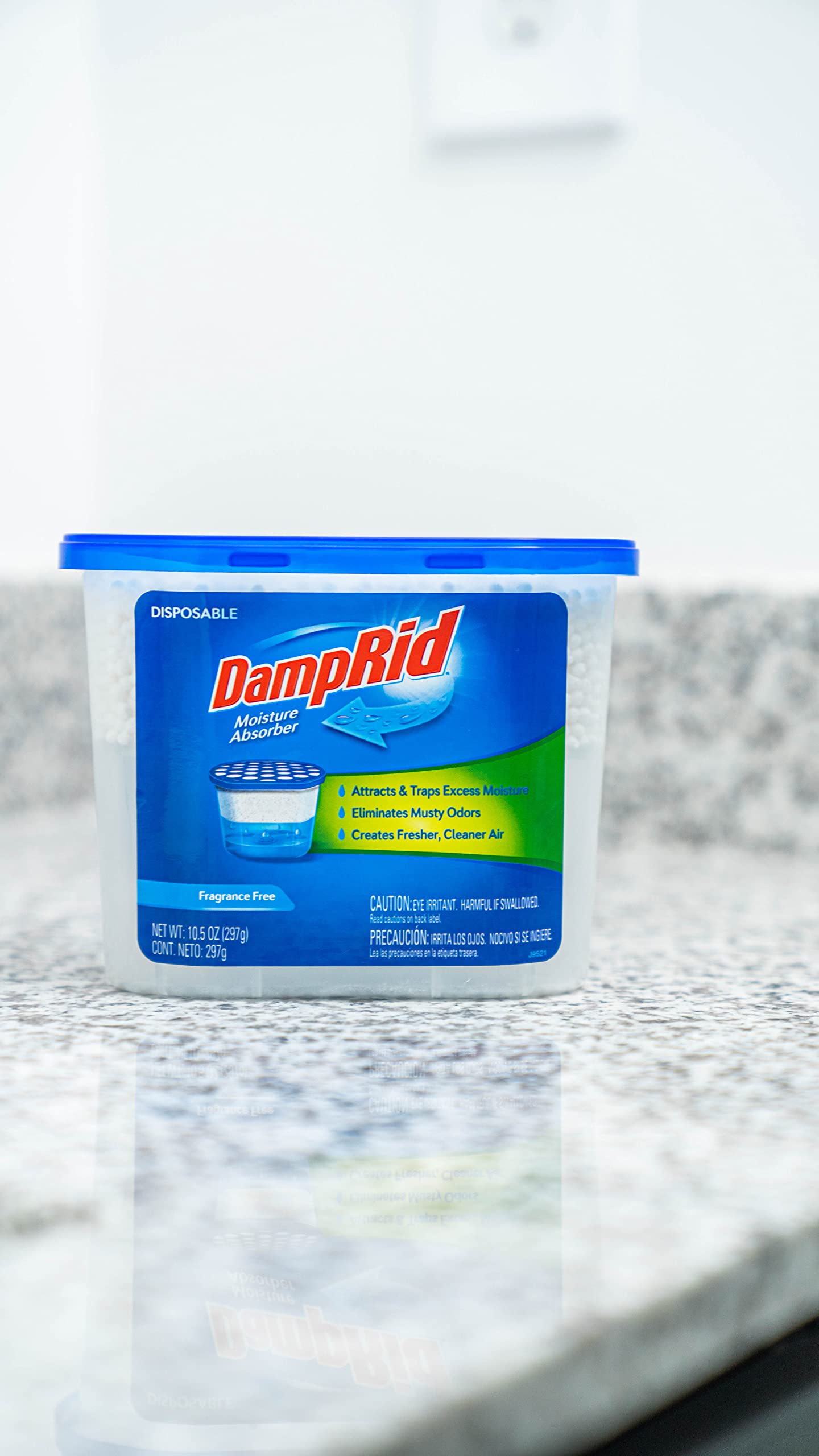 DampRid Fresh Scent after use shows dissolved crystals