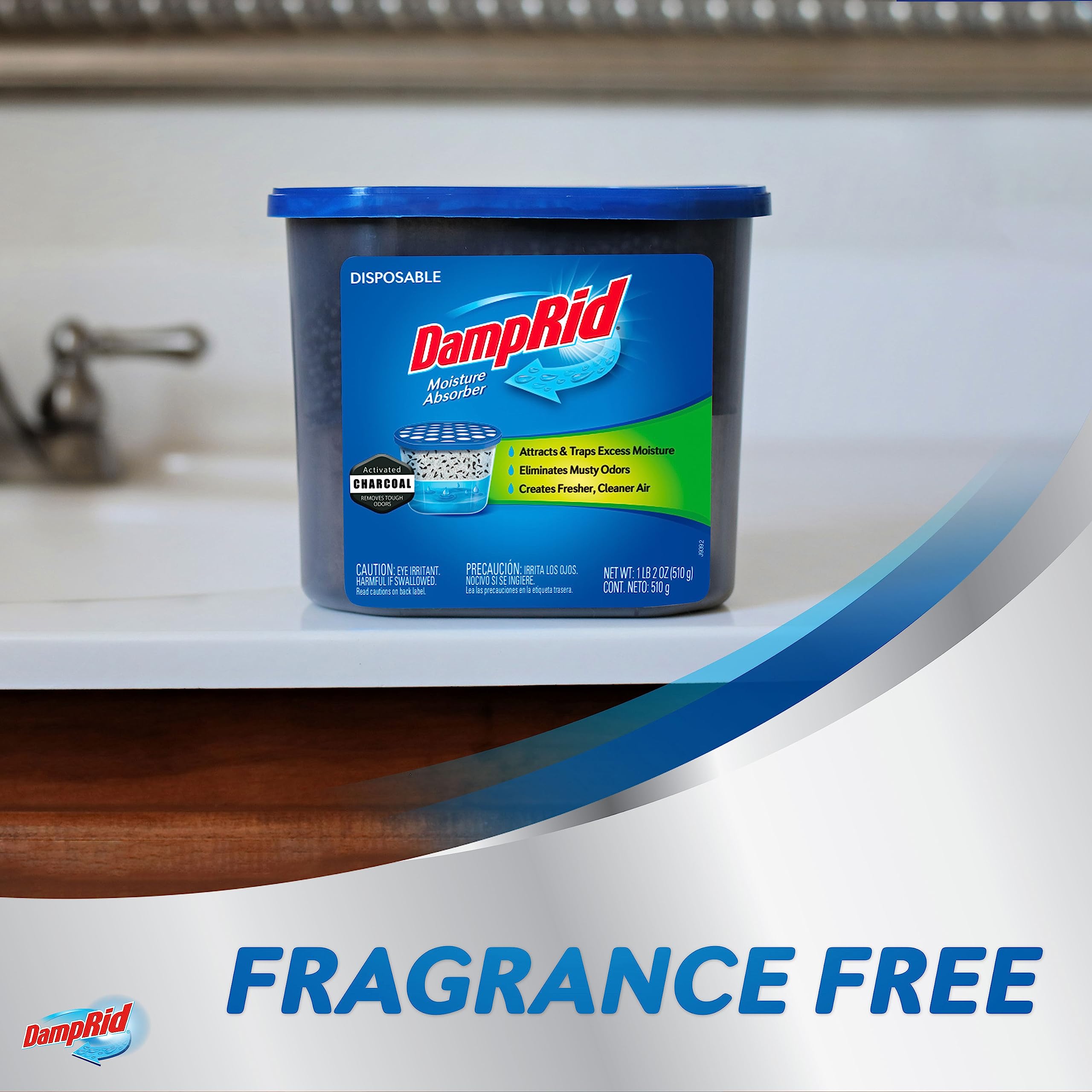 DampRid gym bag placement demonstrates portable moisture control and odor removal on the go.