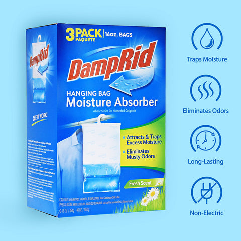 DampRid bag in bathroom helps control humidity and smells.
