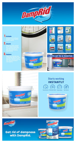 DampRid spill resistant safety cover on bucket highlights mess-free operation