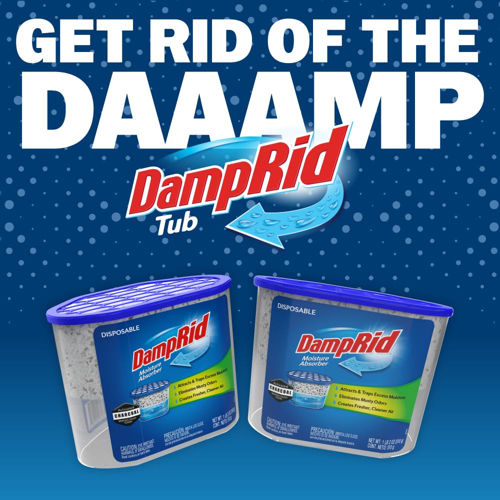 DampRid three-pack display highlights up to 60 days of freshness in spaces.