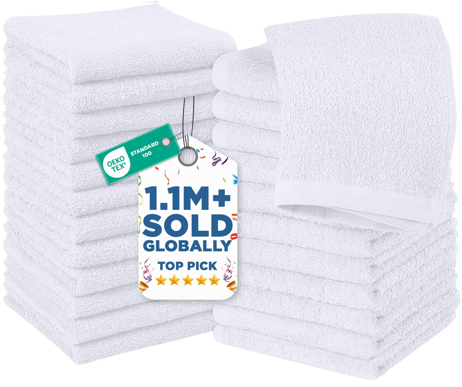 DAN RIVER 24-pack wash cloths for showering, soft and absorbent for daily cleansing.
