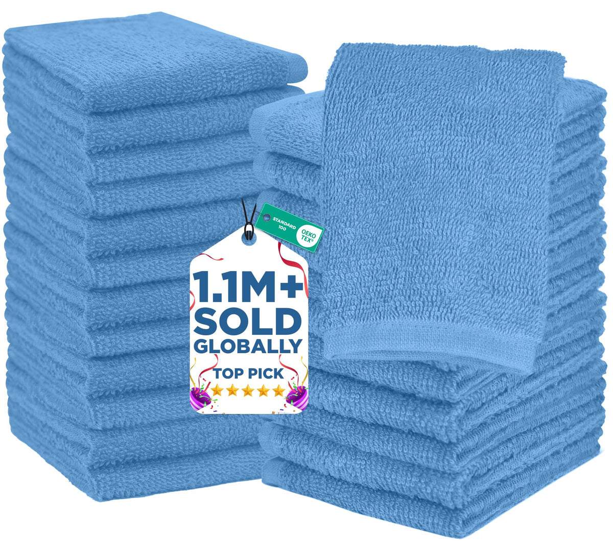 DAN RIVER 24-pack wash cloths with soft, absorbent fabric for daily showers