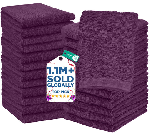 DAN RIVER 24-pack wash cloths in soft-absorbent texture ideal for daily face cleansing.