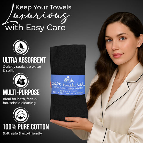 DAN RIVER absorbent multi-use face towels; ideal for daily routines and travel.