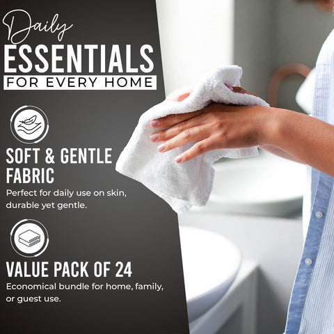 DAN RIVER black wash cloths pack; value-packed 24-count with soft feel.