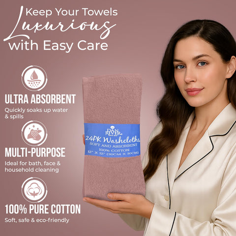 DAN RIVER machine-washable wash cloths stay soft after many cycles.